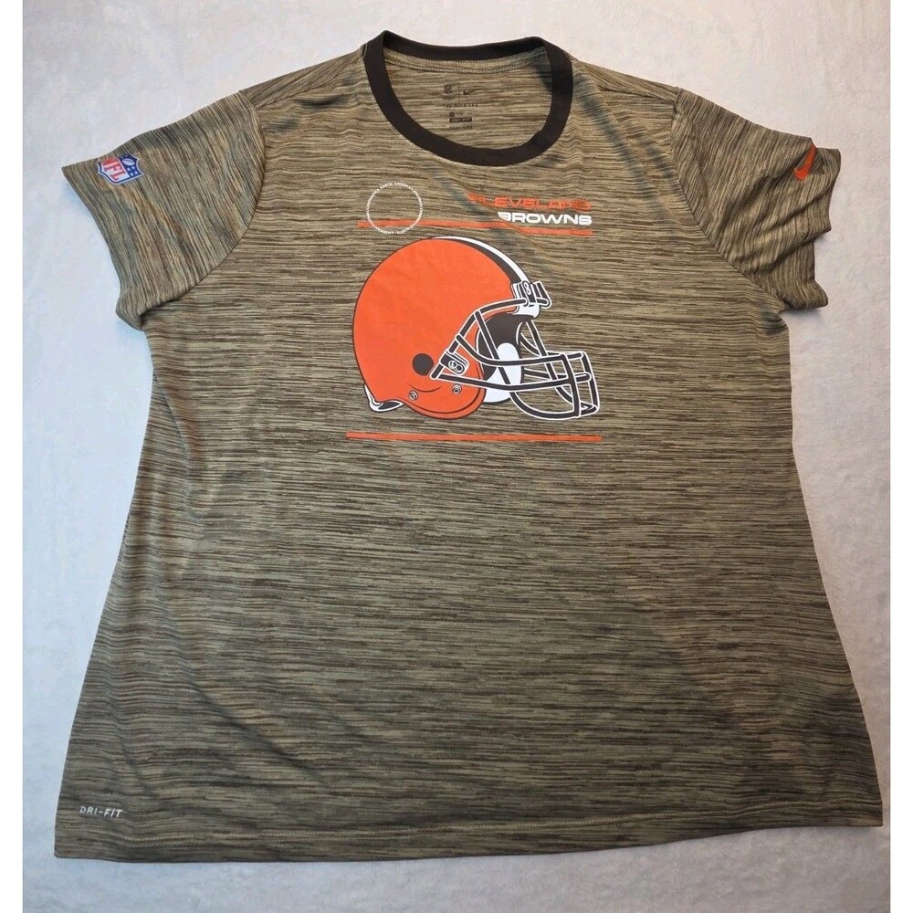 Nike Womans Cleveland Browns Sideline Velocity Legend T-Shirt Brown Size XXL